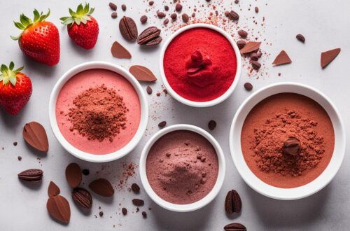 anti-aging super food, strawberry powder, cocoa power, etc.